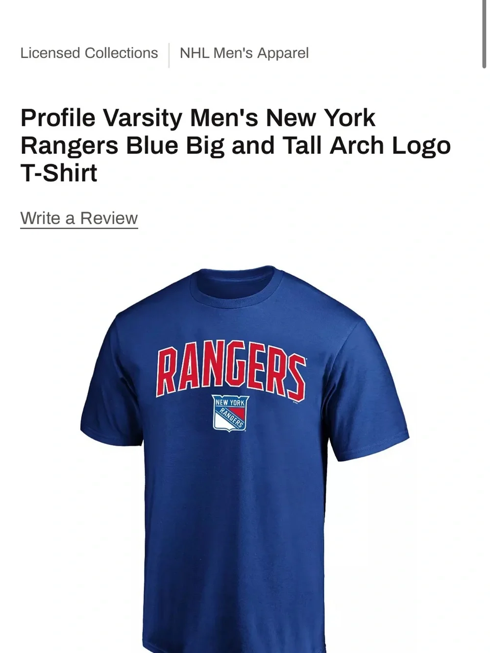 Champion Blue New York Rangers Arch Logo Tee with Red Lettering - Picture 3 of 3